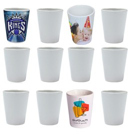 12 Blank Sublimation Coated Ceramic White Shot Glasses Tequila 1.5 ounces Heat Thermal Transfer Dye