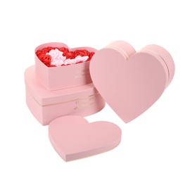 Lassos Boutique Set of 3 Heart Shaped Gift Boxes Decorative Heart Gift Flower Wrapping Boxes for Wedding, Birthday, Anniversary, Valentine's Day, Mother's Day, Baby Showers (Pink)