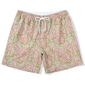 SUNDAY ROSE 3 Pack Mens Swim Trunks with Mesh Lining Quick Dry Swim Shorts Bathing Suit for Men Navy Blue/Green/Beige Threadlet Size M