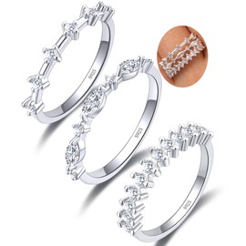 Rajputana S925 Sterling Silver Stackable Rings for Women Non Tarnish Silver Stackable Rings Minimalist Cubic Zirconia Silver Band Rings Thumb Rings Sterling Silver Stacking Rings Set, 3PCS
