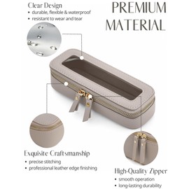 Popvibe Clear Makeup Bag Travel Cosmetic Case Transparent Toiletry Bag with Zipper, Portable Make Up Organizer Traveling Compact Car Bag for Essentials, Stone, Slim