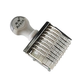 9 Digits Rubber Number Stamp, 9 Band Rubber Wheel Office Supermarket 0-9 Numbers Numbering Self Inking Rubber Stamp - White