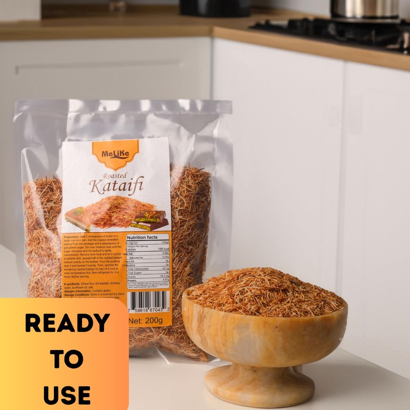 MELIKE Kataifi, Premium Roasted Kataifi, Toasted Kataifi Shredded Fillo Dough,