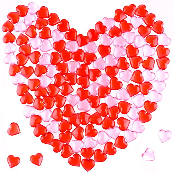 TUPARKA 210 Pcs Acrylic Hearts Red and Pink Acrylic Hearts Ornaments for Table Decoration/Vase Fillers/Home Decoration in Valentine's Day or Wedding Day