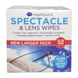 ARZER Healthpoint Spectacle Wipes, Extra Value 52 Pack, 2 Packs (104 Wipes!)