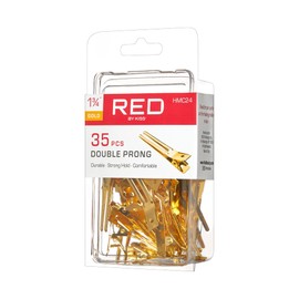 Red by Kiss Gold Metal Hair Clips, Durable Sturdy Hold for Long Lasting Styling & Curl Setting, Rust-Free Hair Pins for Thick & Thin Hair (70, Double Prong)