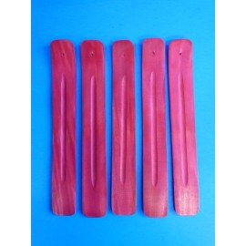 Unbranded 5pc Set 10 INCH Wood Incense Burner Wood Ash Catcher Stick Vibrant RED FREE SHIP