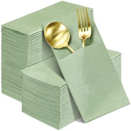 Seajan 120 Pcs Sage Green Napkins 2 Ply 16"x16" Sage Green Linen Feel Napkins Disposable Soft Linen Dinner Wedding Guest Hand Towels for Wedding Bridal Baby Shower Decorations Supplies
