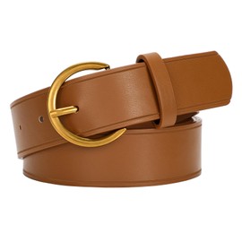 SANSTHS Ladies Waist Belt for Jeans Pants Dresses, Womens Belt with Antique Gold Buckle, Brown M