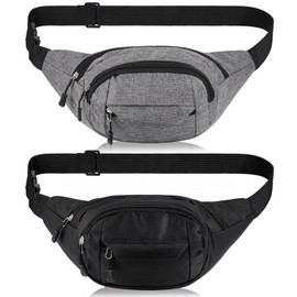 Zocipro Pack of 2 Belt Bags for Men and Women, Black + grey