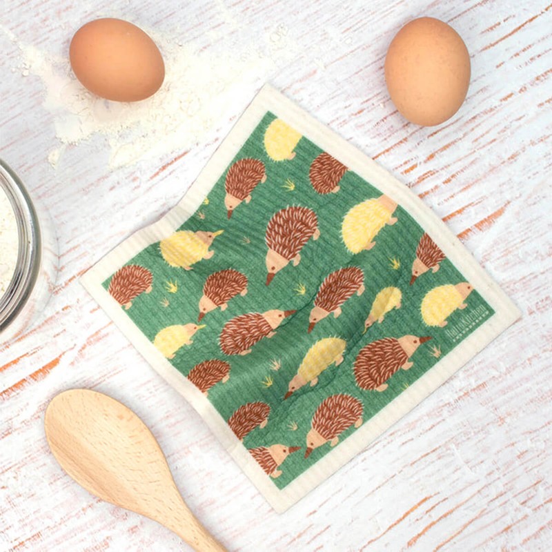 Retro Kitchen Compostable Sponge Cloth - Echidnas, 1 Cloth