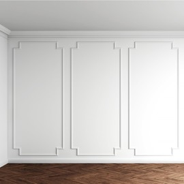 Pangda 3 Set 96'' x 37.5'' Peel and Stick Wall Molding Kit Scalloped Wainscot Wall Panel Premade Accent Molding Wainscoting Ready to Assemble Wainscoting Accent Panel for Home Decor