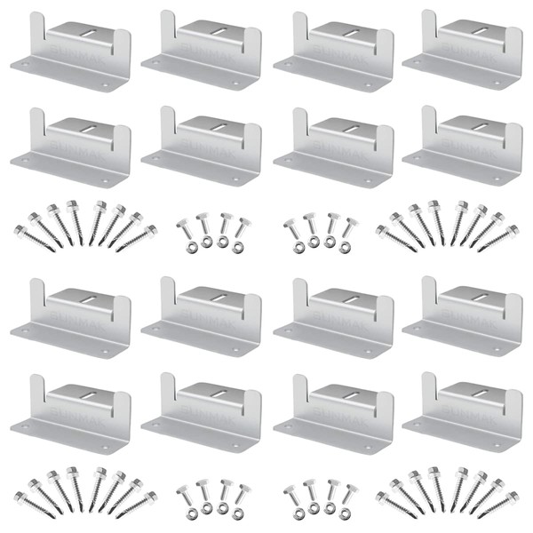 SUNMAK 16 Units per Set Solar Panel Mounting Z Brackets,