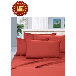 CELINE LINEN Wrinkle and Fade Resistant 1800 Premier Luxurious 4-Piece Bed Sheet Set, Deep Pocket up to 16 inch, Queen Rust