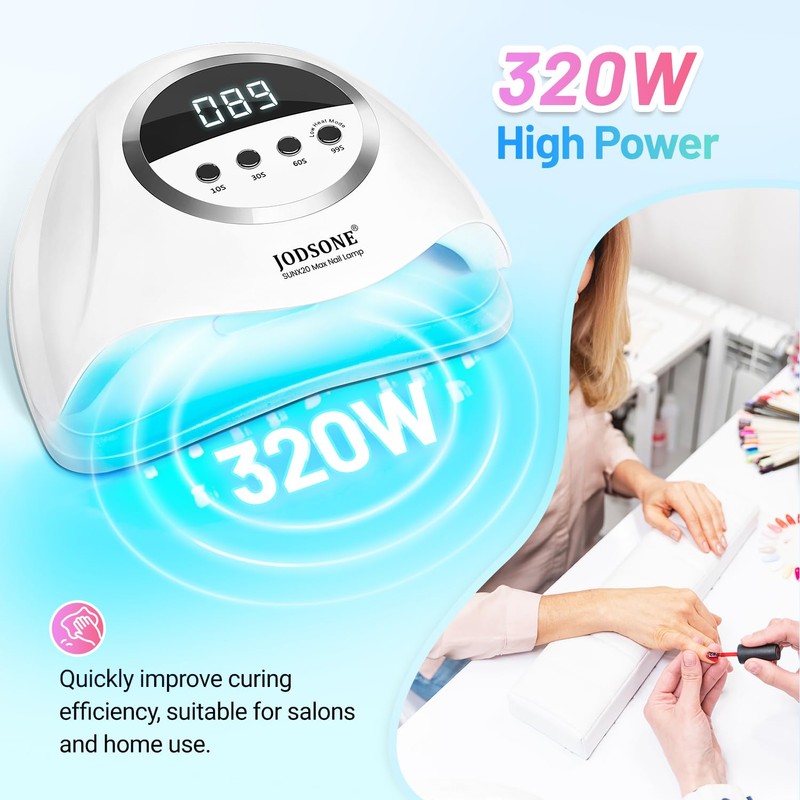 JODSONE U V LED Nail Lamp 320W, Nail Dryer for