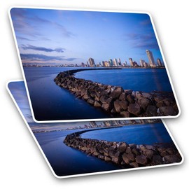 Rectangle Stickers(Set of 2) 7.5cm - Manila Bay Skyline Philippines Sea 21837