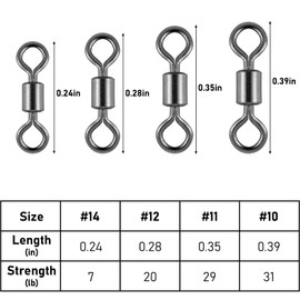 Alwonder 100PCS Micro Swivels for Fly Fishing, Small Rolling Barrel Swivels Fly Fishing Tackles, High Strength Barrel Swivels Hook line Connector with Black Nickel Coating-7LB