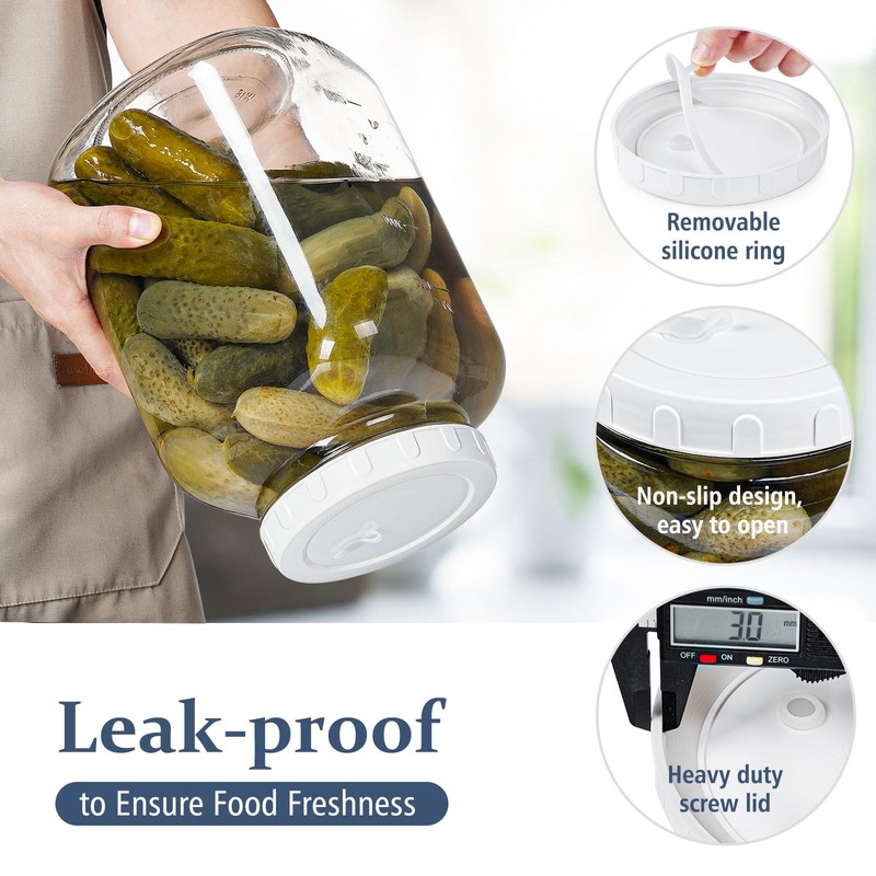 1.5 Gallon Large Fermentation Jars with 2 Airtight Lids and