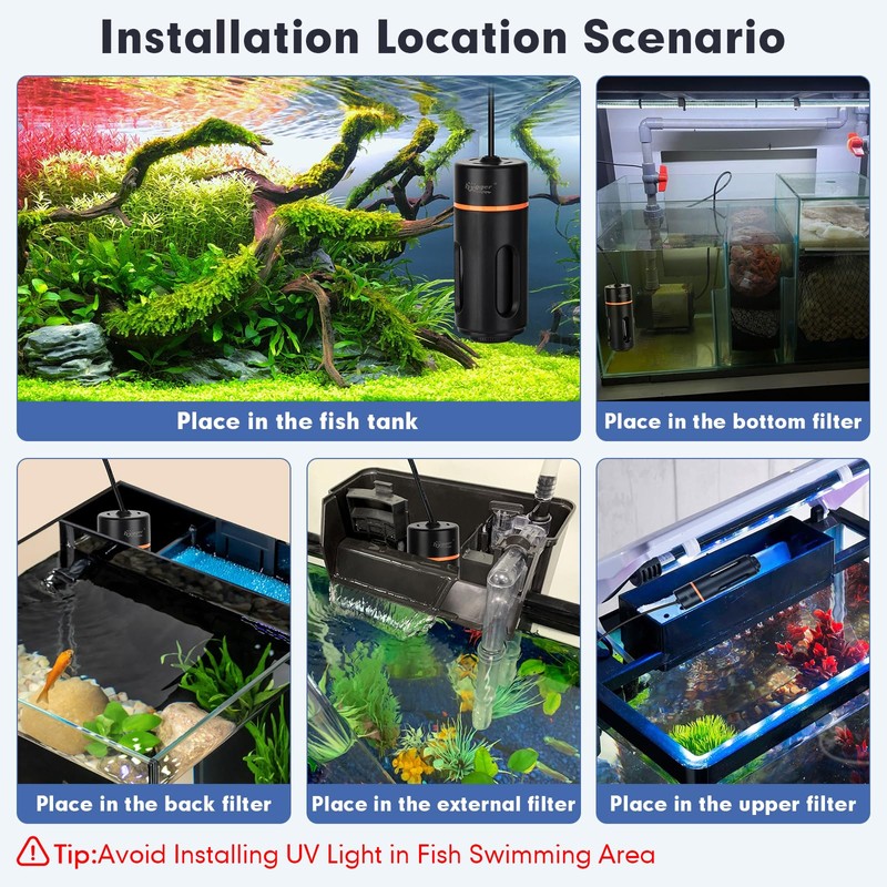 hygger Aquarium U-V Light with Timer, 360° Protective Shield Clean