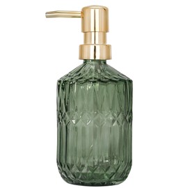 Osfvn Glass Soap Dispenser Green Bottle Gold Plastic Pump Refillable Kitchen Sink Countertop Hand Dish Dispensers