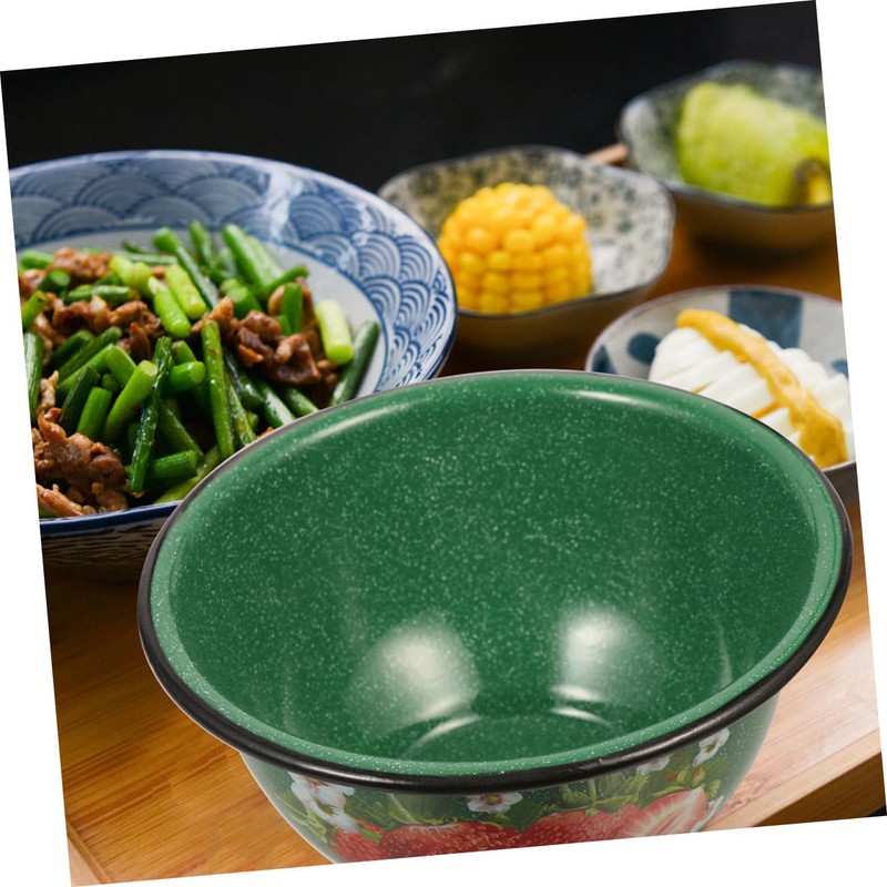 Mikinona Enamel Mixing Basin Sturdy Enamel Soup Bowl for Kitchen