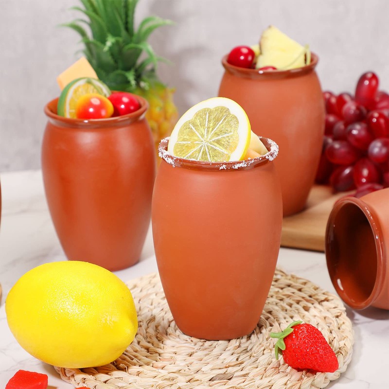 Gejoy 18 Pcs 12 oz Cantaritos De Barro Mexicanos Mini