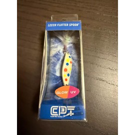 Clam Leech Flutter Jigging Spoon 1/16 OZ #12 Hook Glow/UV - Glow Firetiger Lighting 14322
