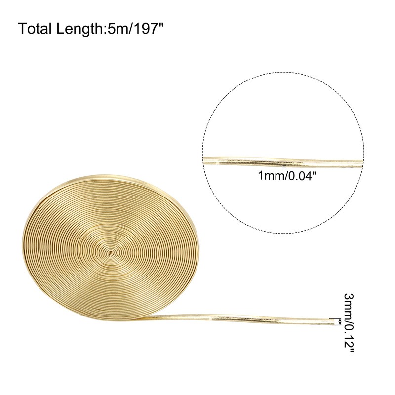 sourcing map Faux Leather Strips 0.12" Wide 197" Long Gold