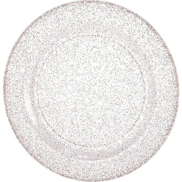 Glitter Rose Gold Premium Plastic Round Dinner Plate - 10.25", Elegant Durable Plastic, Ideal for Weddings, Parties & Events (10 PC)