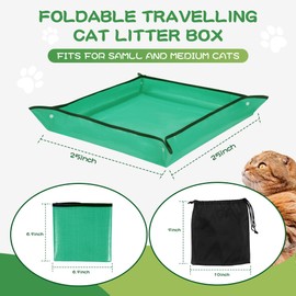 ROYALAY 3 Pcs Portable Travel Litter Box for Cats, Foldable and Packable Cat Carrier With Litter Box for Car Travel, Large Sized Waterproof for Plane, Van, Camping and Hotel