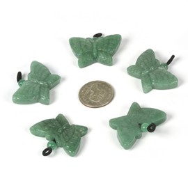 Justinstones Natural Green Aventurine Crystal Carved 40mm Butterfly Insect Totem Animal Guardian Pendant Necklace 22 inch