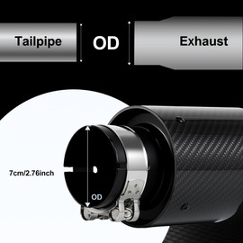 3 Inch Car Exhaust Tips, 3” Inlet 4” Outlet Tail Exhaust Pipe, 304 Stainless Steel & All Black Carbon Fiber Muffler Tip