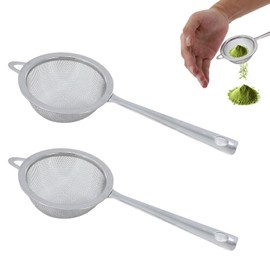 2 Pcs Matcha Sifter, Stainless Steel Matcha Sieve Hand Small Mini Tea Strainer Fine Mesh, Eliminate Clumps In Matcha Green Tea Powder