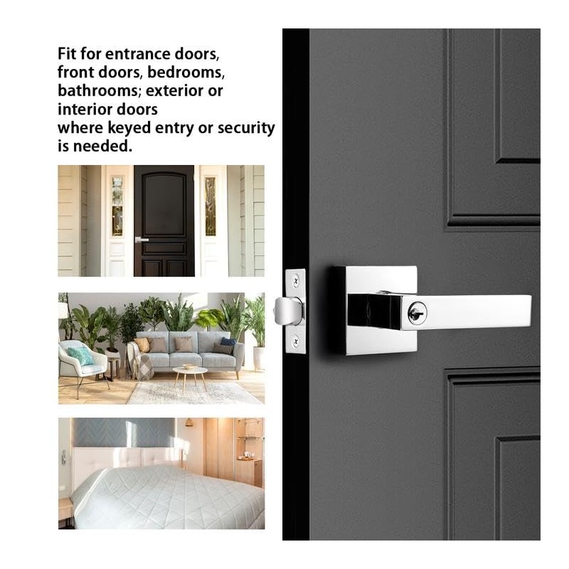 Probrico Heavy Duty Square Keyed Door Lever with Lock and