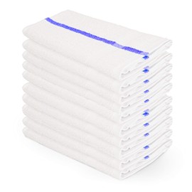 60 Premium Salon Towels – 100% Cotton 16 x 27 Inches – Absorbent Hand Towels for Gym, Beauty Spa, Barber or Hair and Nail Care – Bulk Wholesale Package for Hotels – Durable and Soft - Blue Stripe