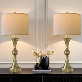 Gormena 28" Lamps for Living Room, Bedroom Lamps with with USB A+C Ports, Modern Table Lamps for Night Stands(Antique Bronze)