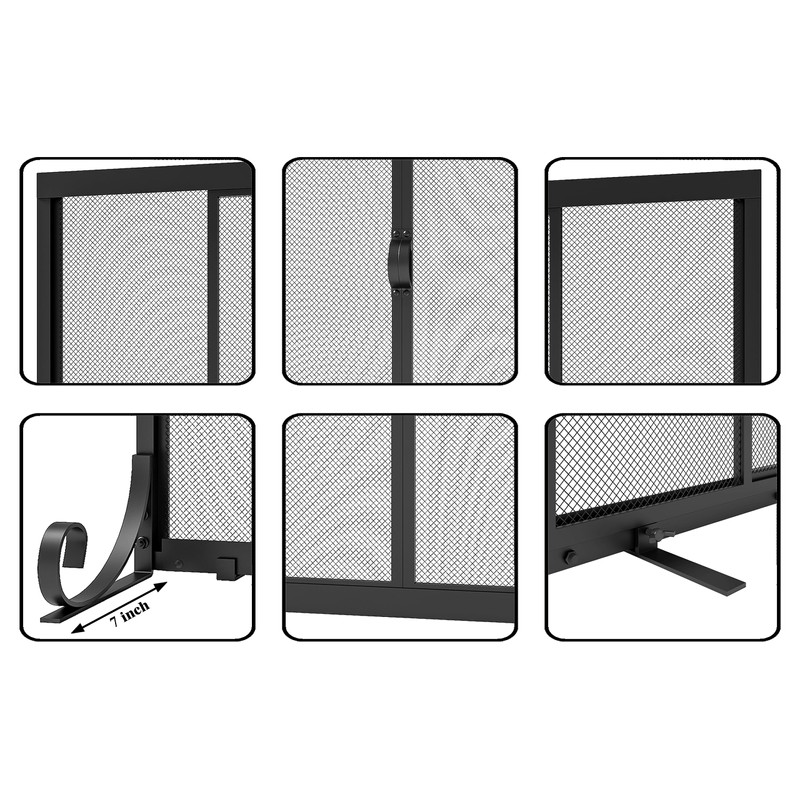 Fire Beauty Fireplace Screen, Wrought Iron Mesh, Baby Safe Spark