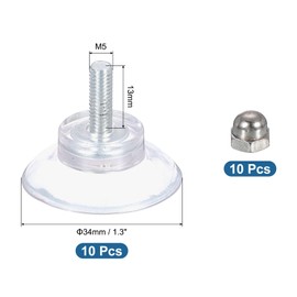 uxcell 10 Packs Suction Cups for Glass 34mm/1.3" Dia Clear PVC Window Glass Suction Sucker Pads with M5 x 13mm Screw for Window Bathroom Door Glass Wall Car Sun Shade