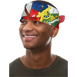 Haiti Flag Bandana – Caribbean Headwrap for Men & Women – Haitian Pride Scarf – National Headband for Carnival, Festivals, Cultural Events, Parades, Patriotic Celebrations & More