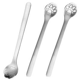 3 Pcs Cat Paw Spoon Stainless Steel Cat Paw Coffee Spoons Milk Drink Stirring Spoon Cat Cartoon Dessert Spoons Set for Ice Cream Coffee Milkshakes Juice Tea