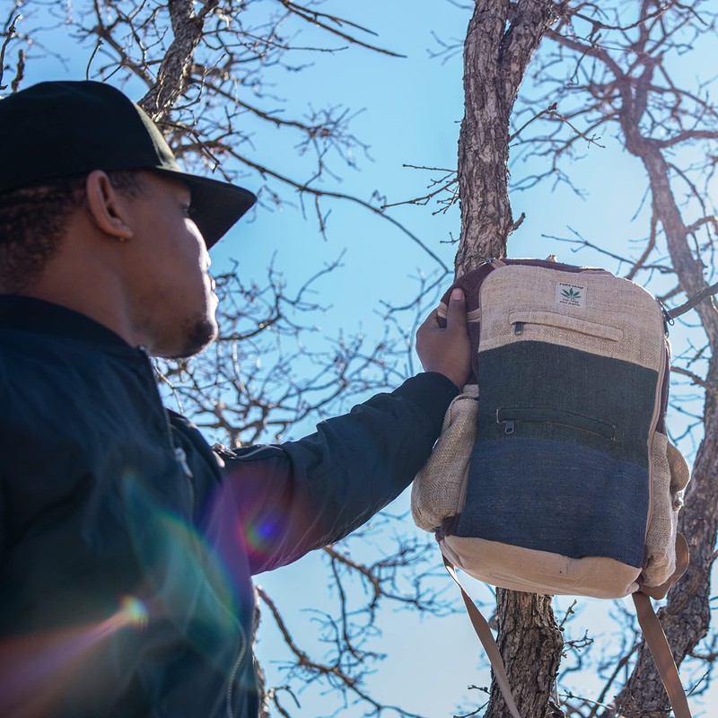 Large Hemp Backpack Multi 8 Functional Pocket Bag - Eco