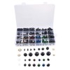 370 PCS 5mm-20mm Solid Black Eyes with Washers, Colorful Craft