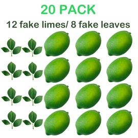 Fake Limes Artificial Lemons with Leaves Fake Fruit Lemon Decorations for Kitchen Fake Green Lemons Decorative Fruit Simulation Lifelike Faux Limes for Party Bowl Home Photography Props 20Pcs(Green)