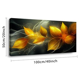 GAFSING Gold Leaves Canvas Wall Art Abstract Paintings Waterproof Canvas Prints Canvas Artwork Landscape Painting Picture Modern Wall Art for Living Room Bedroom Home Office Kitchen Decor (20x40inch)