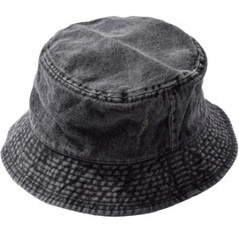 NEWHATTAN Bucket Hat, Hat, Plain, Denim, Black