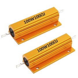 Mdurian 2 x 100 W 100 Ohm 5% Aluminium Housing Resistance Load Resistors Tap Wirewound Aluminium Housing Wirewound Resistor Gold for Light Replacement Converter