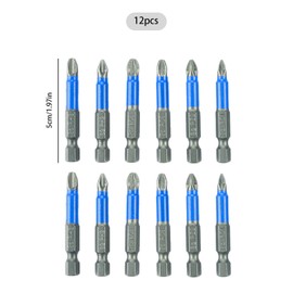 Tabanzhe 12 PCS Magnetic Phillips Screwdriver Bits Power Drill Bit Set,50mm Anti Slip Electric Screw Hex Shank Head Drive Bits PZ1 PZ2 PZ3 PH1 PH2 PH3