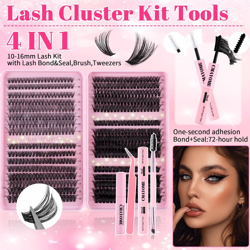 Lash Extension Kit 610Pcs Natural Fluffy DIY Individual Lashes Clusters