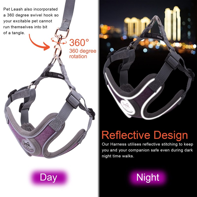 Wocharm Dogs Breathable Harness with Leash Adjustable Outdoor Walking Pet