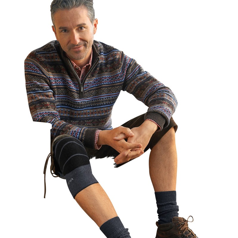 Medima Knie- & Ellenbogenwärmer Wolle Angorawolle grau/schwarz Größe XL